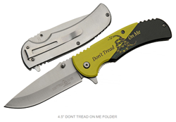 Knife 127 Yellow/Black Dont Tread On Me Knife Stainless Back and Belt Clip 