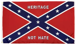“HERITAGE NOT HATE”  ON BATTLE FLAG 