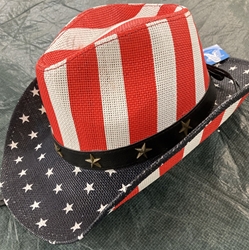 US Red/White/Blue Cowboy Hats  Stripe Over Stars - CBH#12