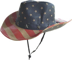 USA Natural Color Straw Cowboy Hats Stars Over Stripes 