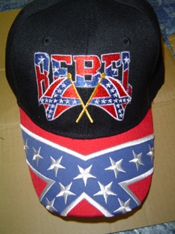 Rebel with Crossed Battle Flag Caps with Full Battle Flag Bill 