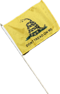 Gadsden 12"x18" Stick Flag Sold By The Dozen 