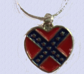 Battle flag Red  Small Heart  Pendant Necklace