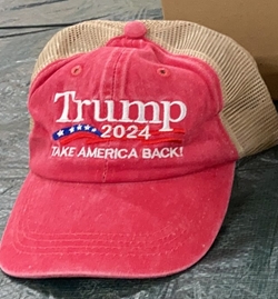 Trump 2024 Mesh Washed Cap Red Cotton Summer sale / buy 12 or more @ $2 each! 