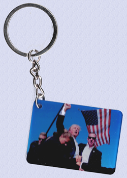 Trump  Historic Fist In Air  Acrylic Key Chain sold by the dozen. Double sided. TRUMP