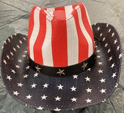 US Red/White/Blue Cowboy Hats  Stripe Over Stars - CBH#12