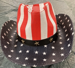 US Red/White/Blue Cowboy Hats  Stripe Over Stars 