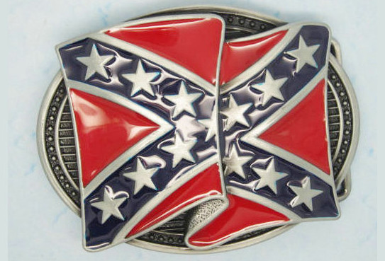 - Belt Buckle Battle Flag Waving on Silver Oval #BB131